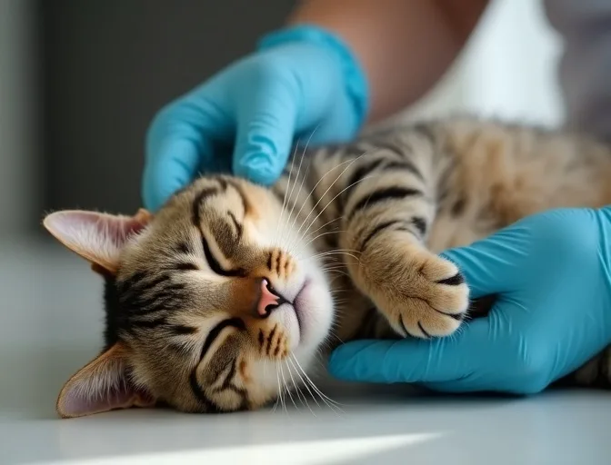 Specialist carefully handling a deceased cat with dignity in Eumemmerring